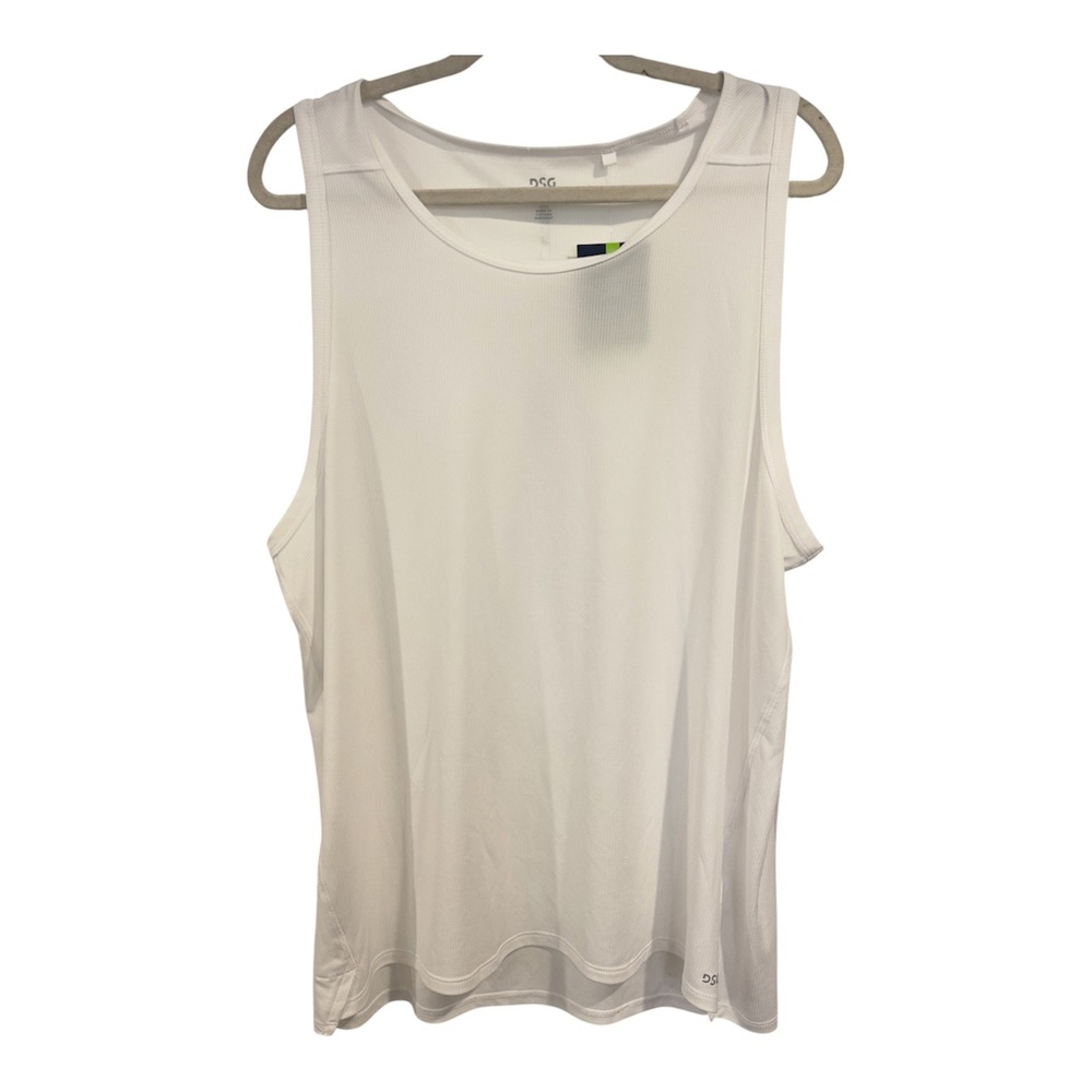 DSG Mens XL Run Tank Pure White Performance Athletic Running Shirt DAM22206 NWT